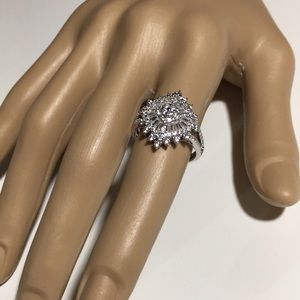 JTV BELLA LUCE 1.35 CTW WHITE DIAMOND SIMULANT RHODIUM OVER STERLING SILVER RING